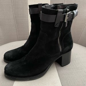 Track Size 8.5 Black Suede Block Heel Waterproof Booties